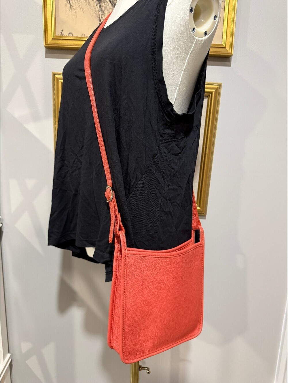 Longchamp Le Foulonne Coral Leather Small Crossbody Bag Mint - Picture 3 of 5